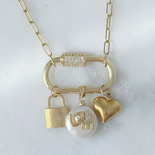 Golden Elephant Carabiner Necklace
