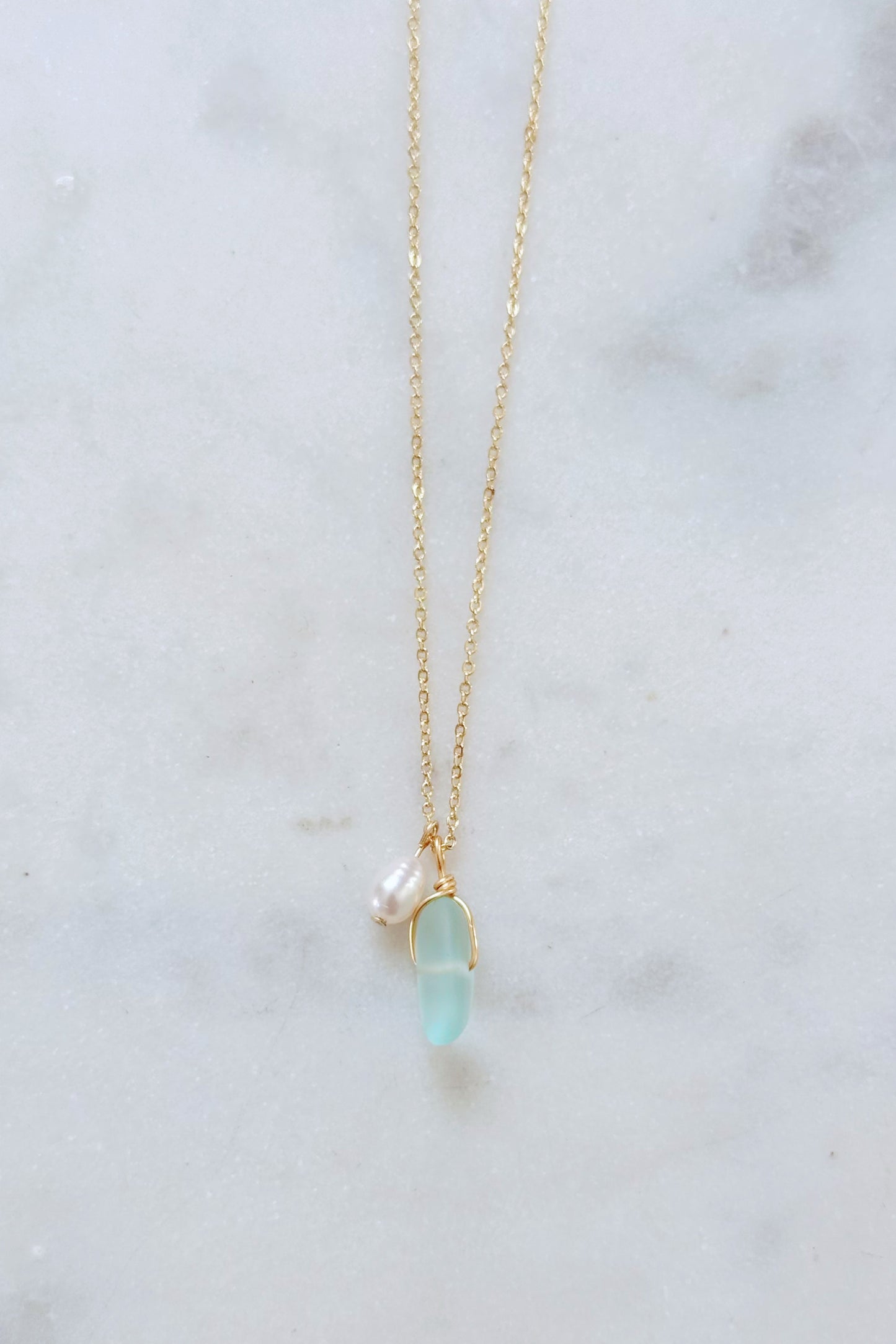 Sea glass & pearl necklace