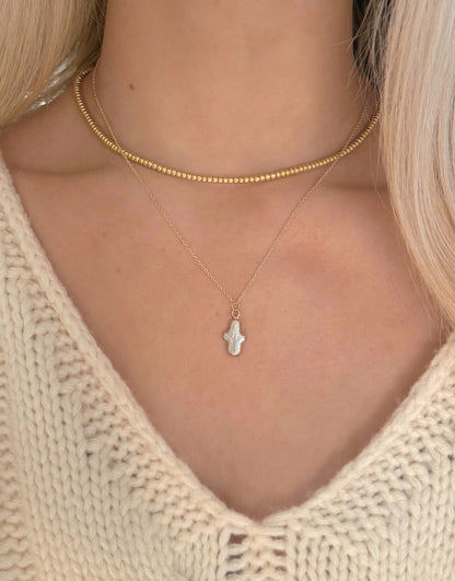 Dainty Pearl Cross Necklace