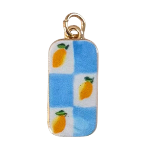 Lemon and Blue Checkered Pendant