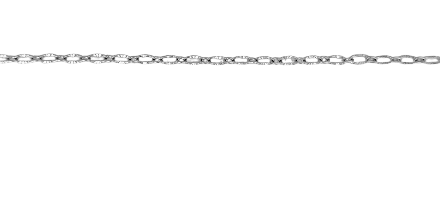 Dainty Silver Textured Oval Paperclip Chain