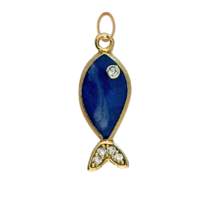 Navy Blue CZ Gem Fish Charm