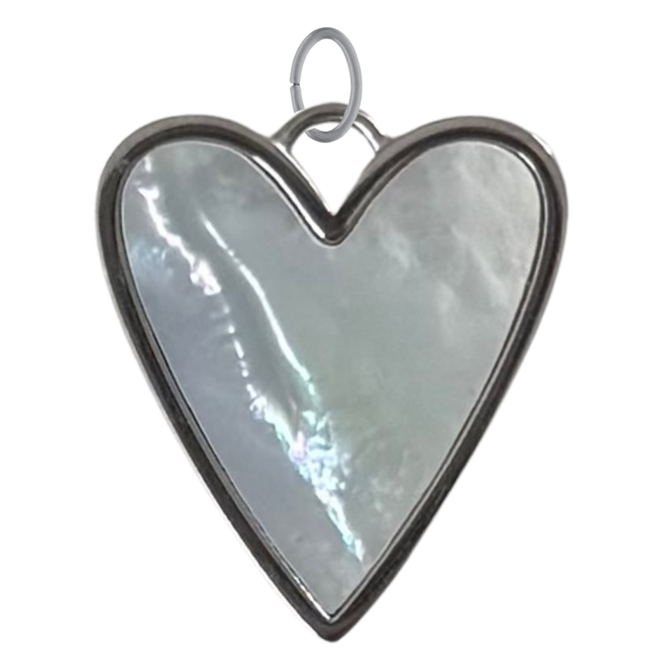 Large Silver Mother of Pearl Heart Pendant