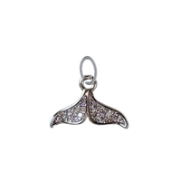 Dainty Silver CZ Whale Tail Charm