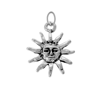 Large Silver Smiling Sun Pendant