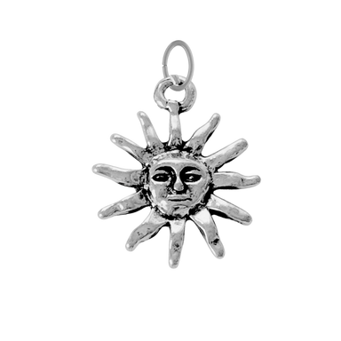 Large Silver Smiling Sun Pendant