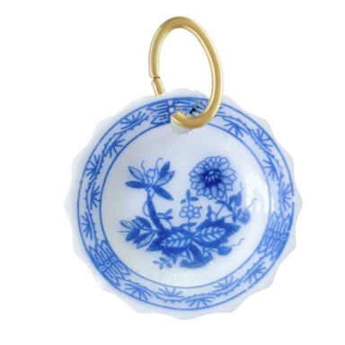 Blue Floral China Plate Pendant