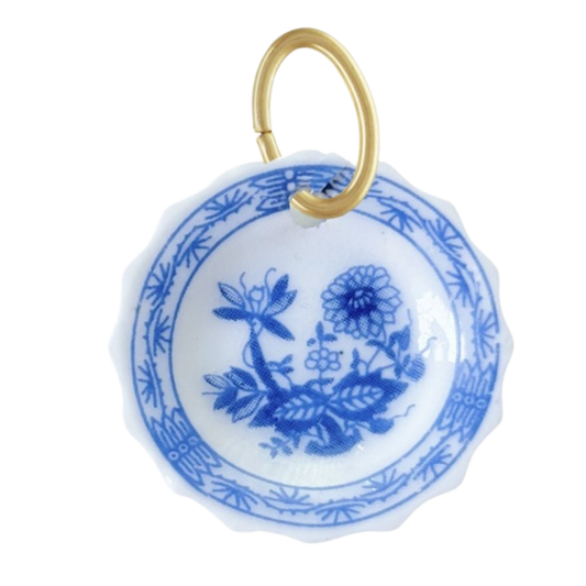 Blue Floral China Plate Pendant
