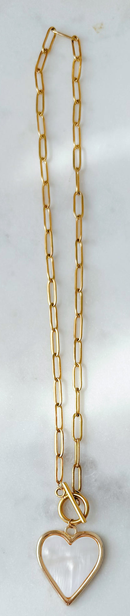 Mother of Pearl Heart Toggle Necklace