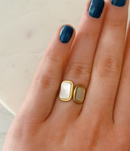 Gold Mother of Pearl Duo Ring