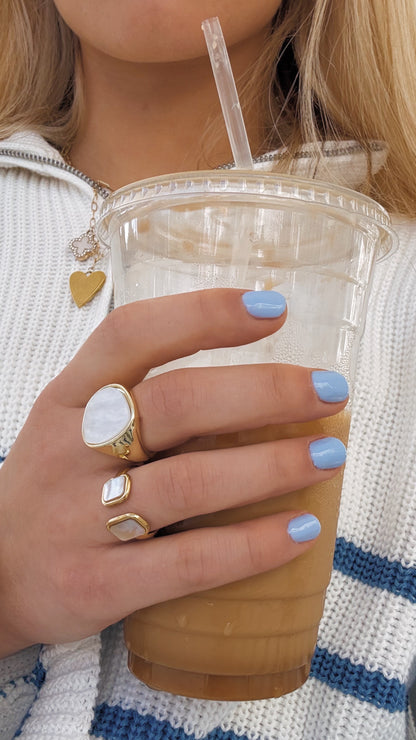 Gold Mother of Pearl Duo Ring