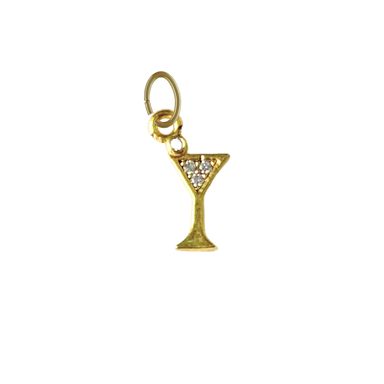 Tiny Gold CZ Gem Martini Glass Charm