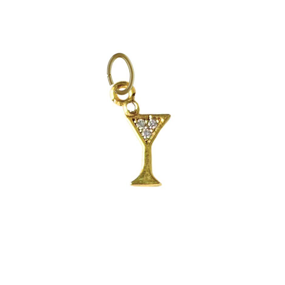 Tiny Gold CZ Gem Martini Glass Charm