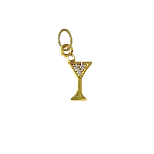 Tiny Gold CZ Gem Martini Glass Charm