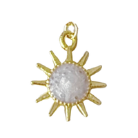 Dainty Gold Sun with White Enamel Charm