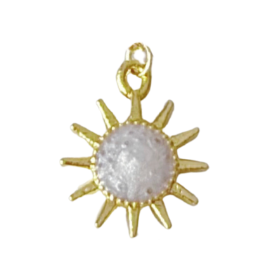 Dainty Gold Sun with White Enamel Charm