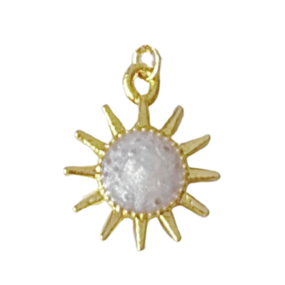Dainty Gold Sun with White Enamel Charm