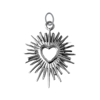 Silver Heart Burst Charm