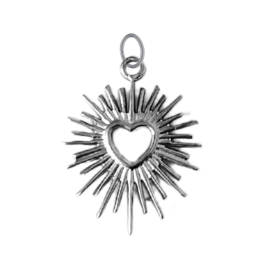 Silver Heart Burst Charm