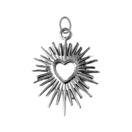 Silver Heart Burst Charm