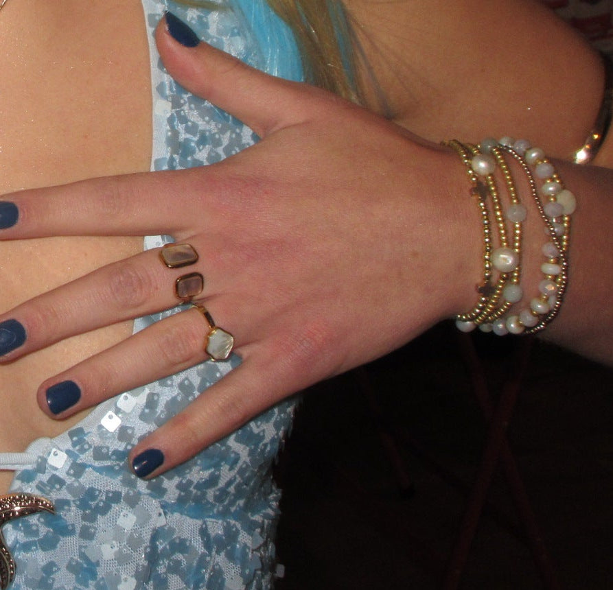 Gold Mother of Pearl Duo Ring