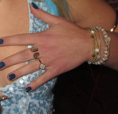 Gold Mother of Pearl Duo Ring