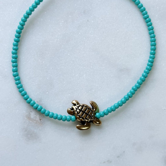 Turtle beaded anklet