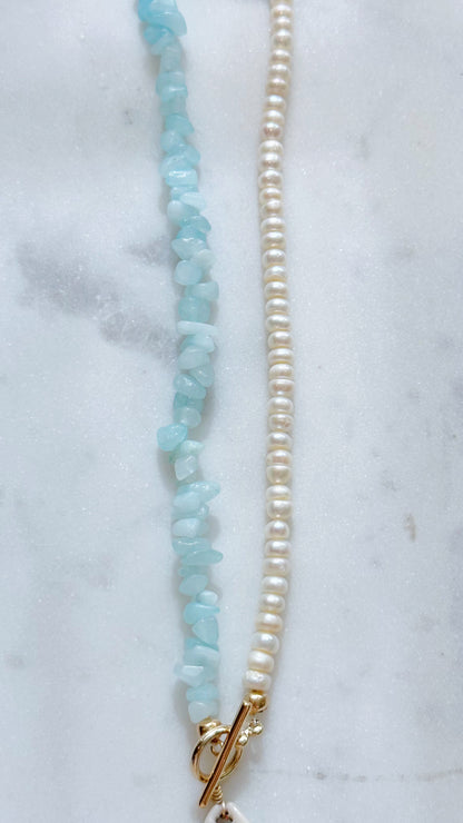 Oahu aqua and pearl necklace