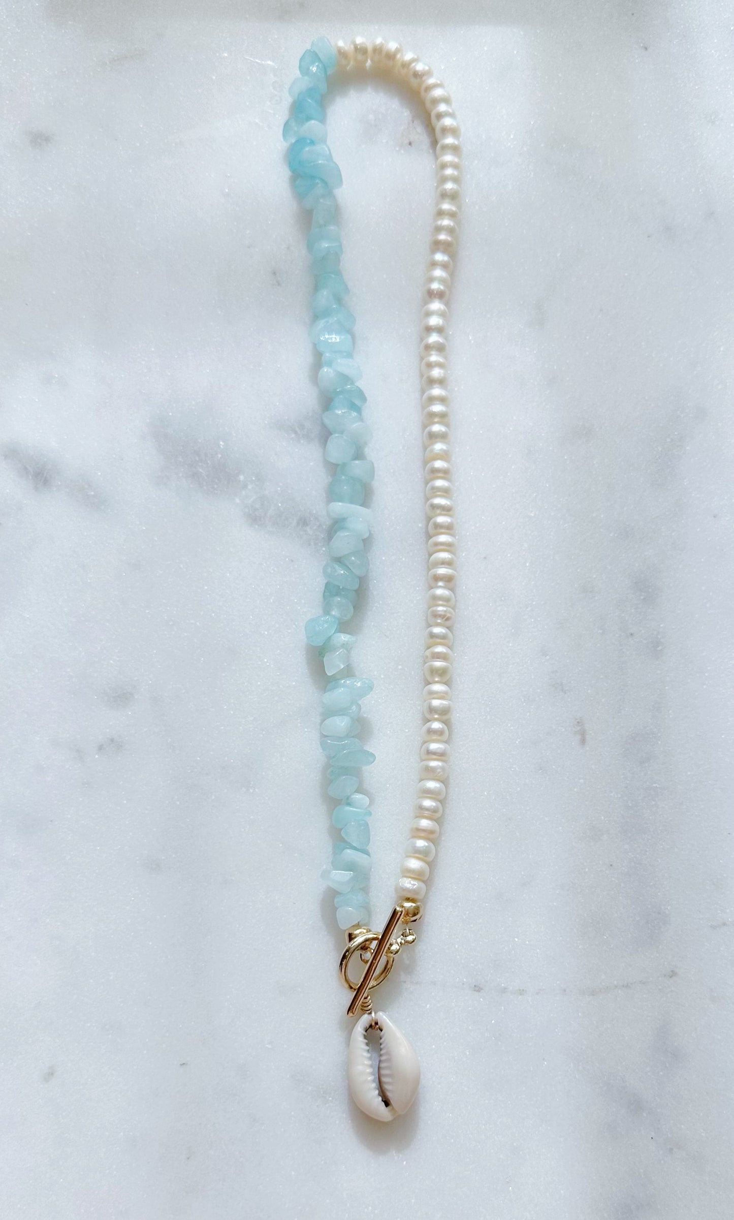 Oahu aqua and pearl necklace