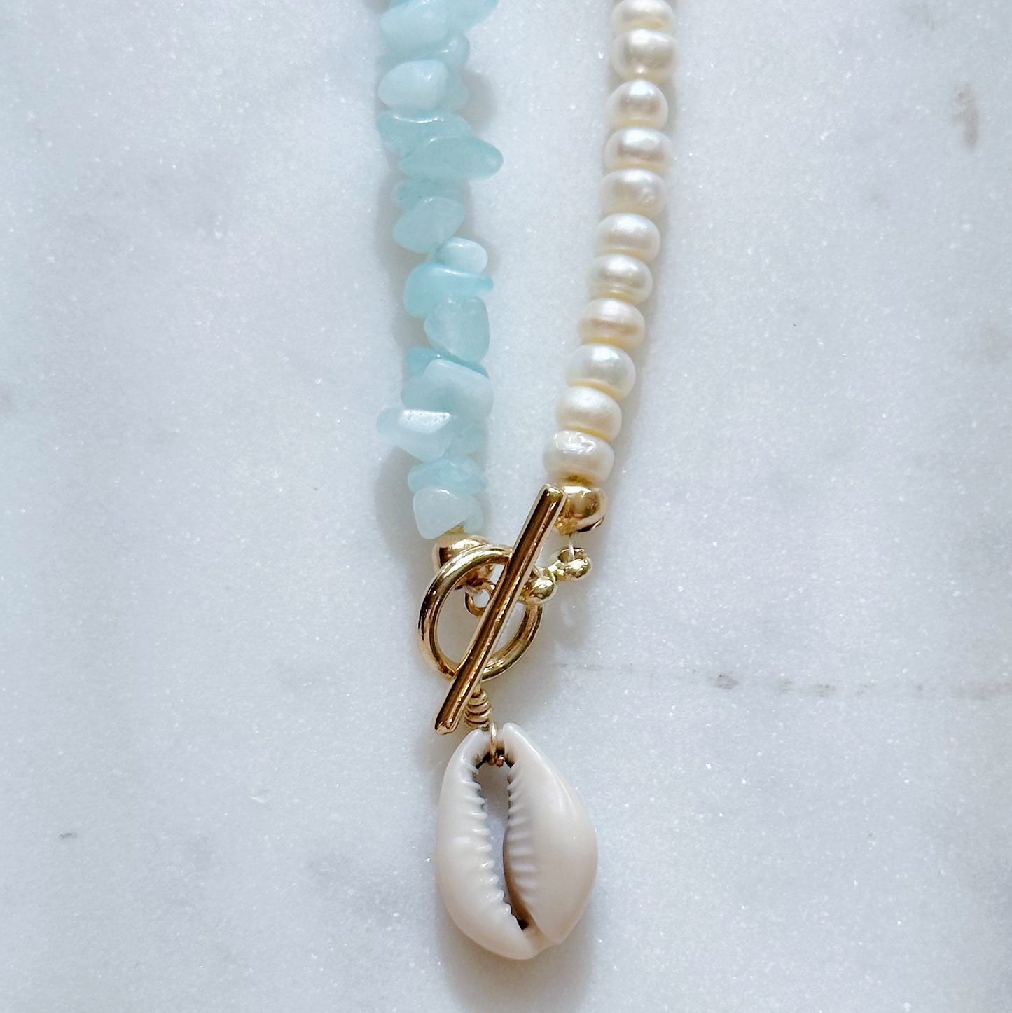 Oahu aqua and pearl necklace