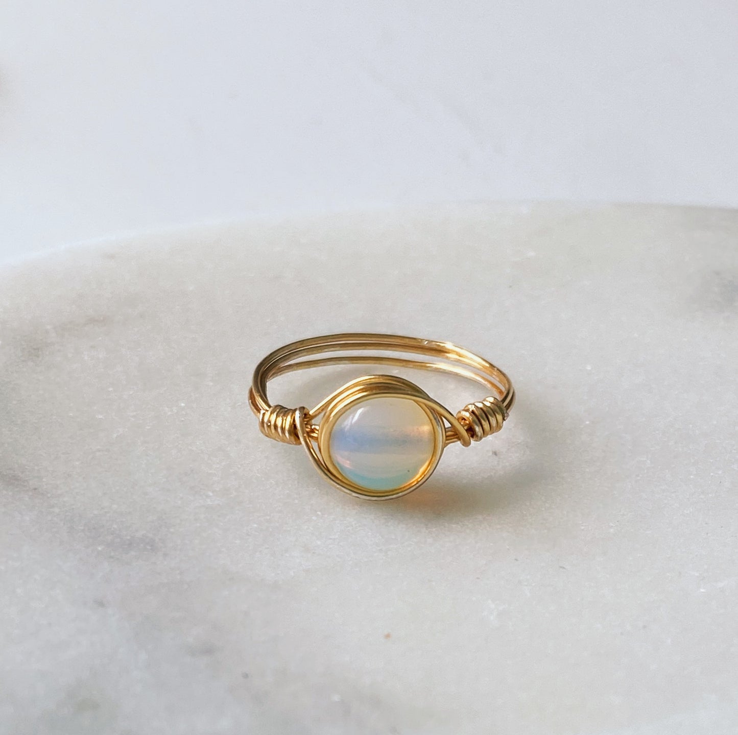 Opal moonstone wire wrapped ring