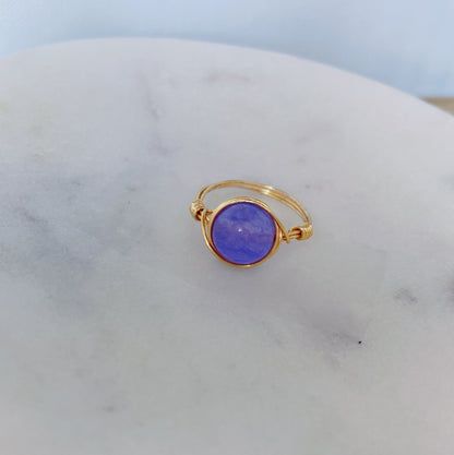 Lavender quartz wire wrapped ring