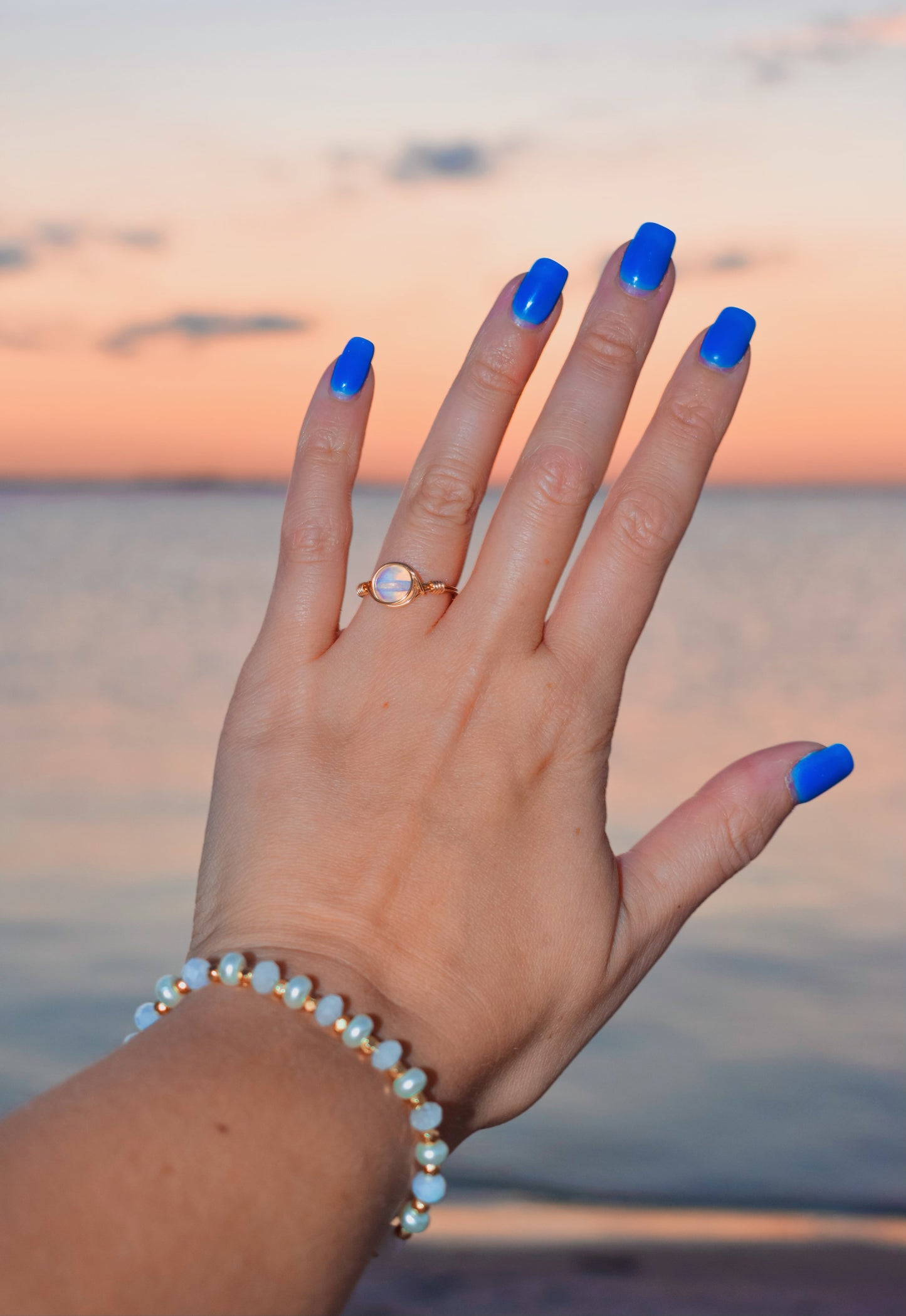 Opal moonstone wire wrapped ring