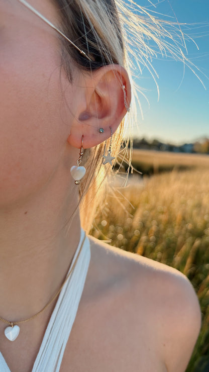 Shell Heart dangle earrings