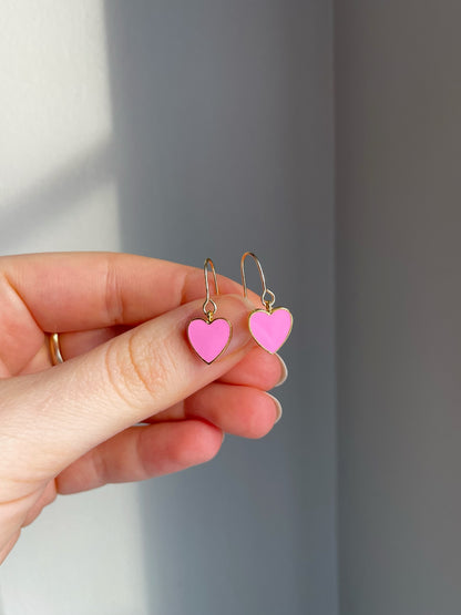 Dainty heart charm earrings