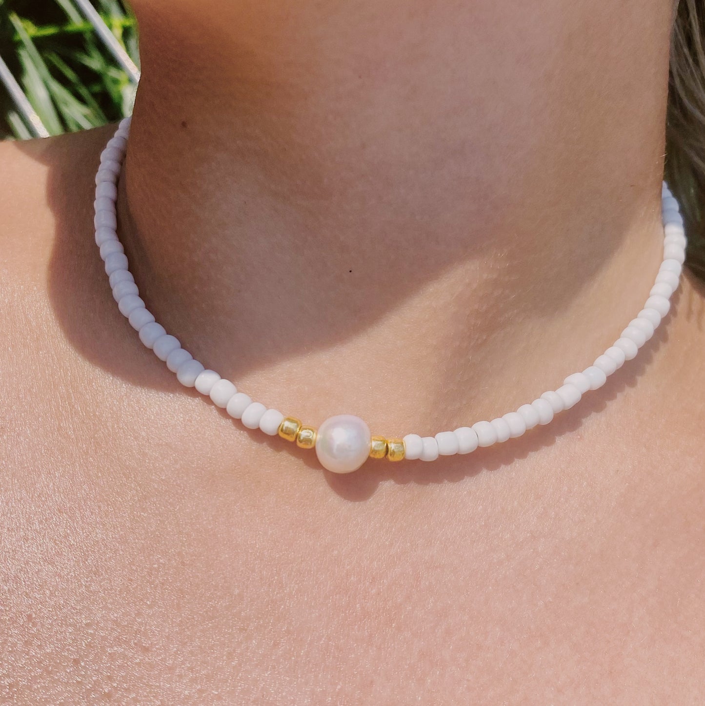 Freshwater pearl beaded necklace