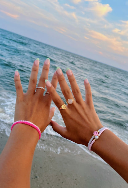 Rose quartz wire wrapped ring