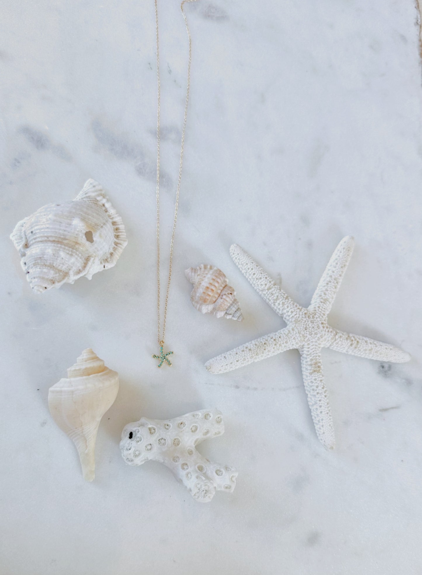 Dainty turquoise starfish necklace