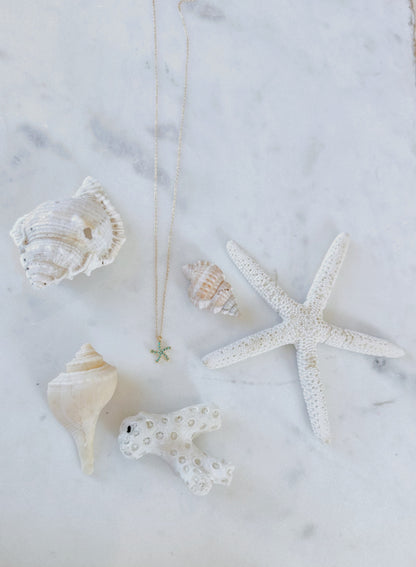 Dainty turquoise starfish necklace