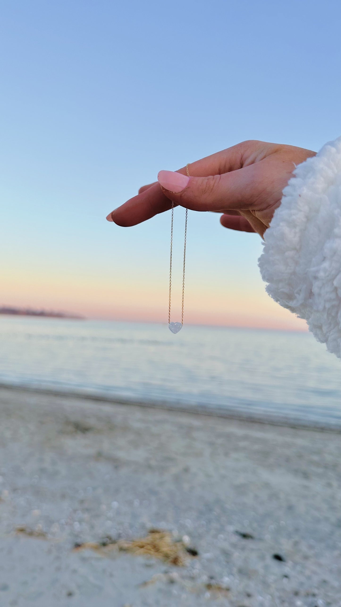 Dainty opal heart necklace