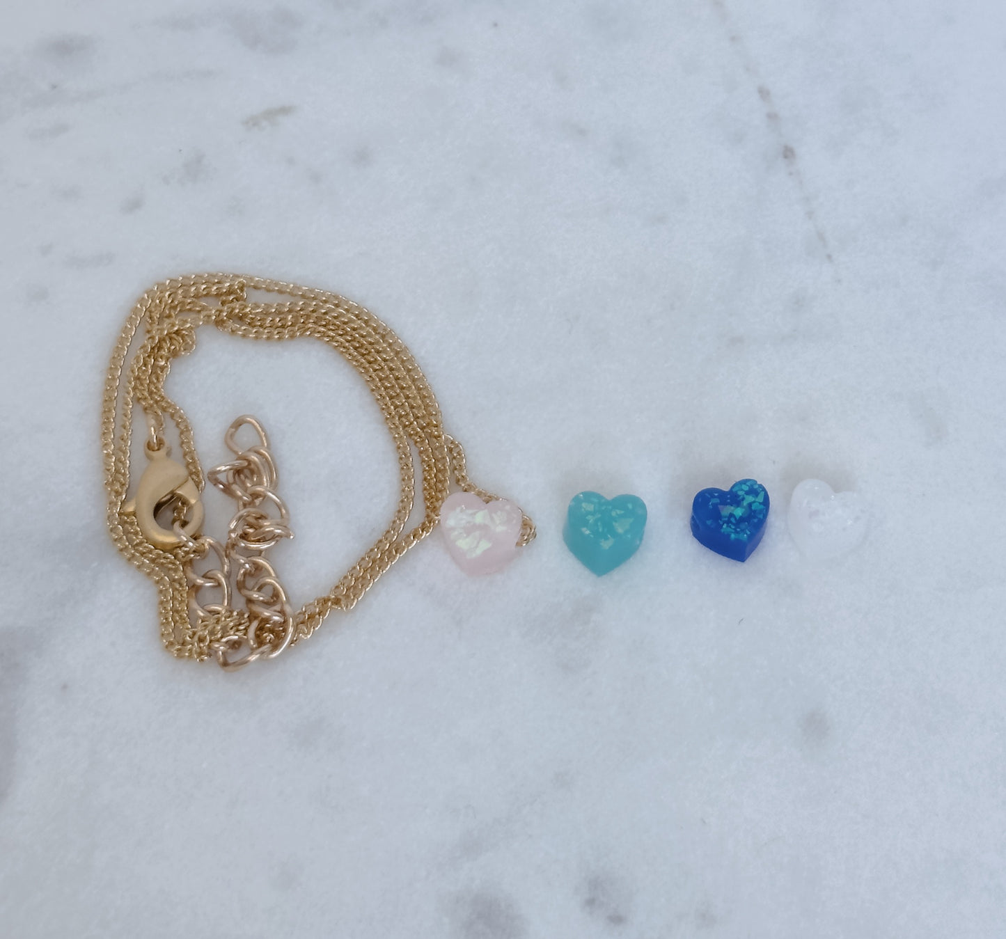 Dainty opal heart necklace