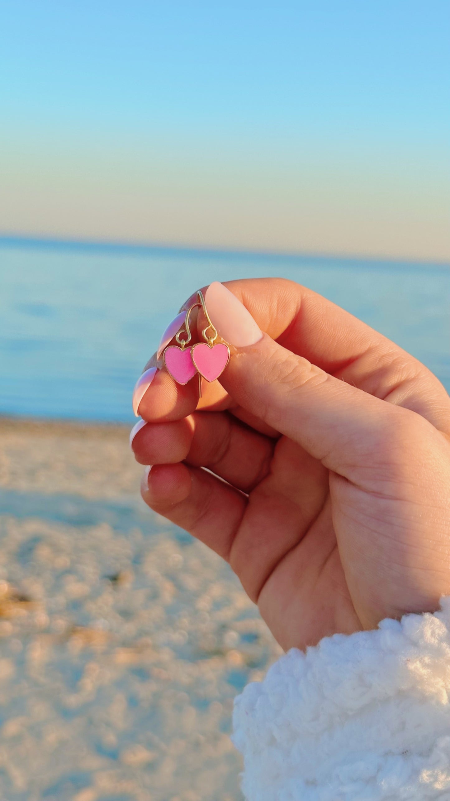 Dainty heart charm earrings