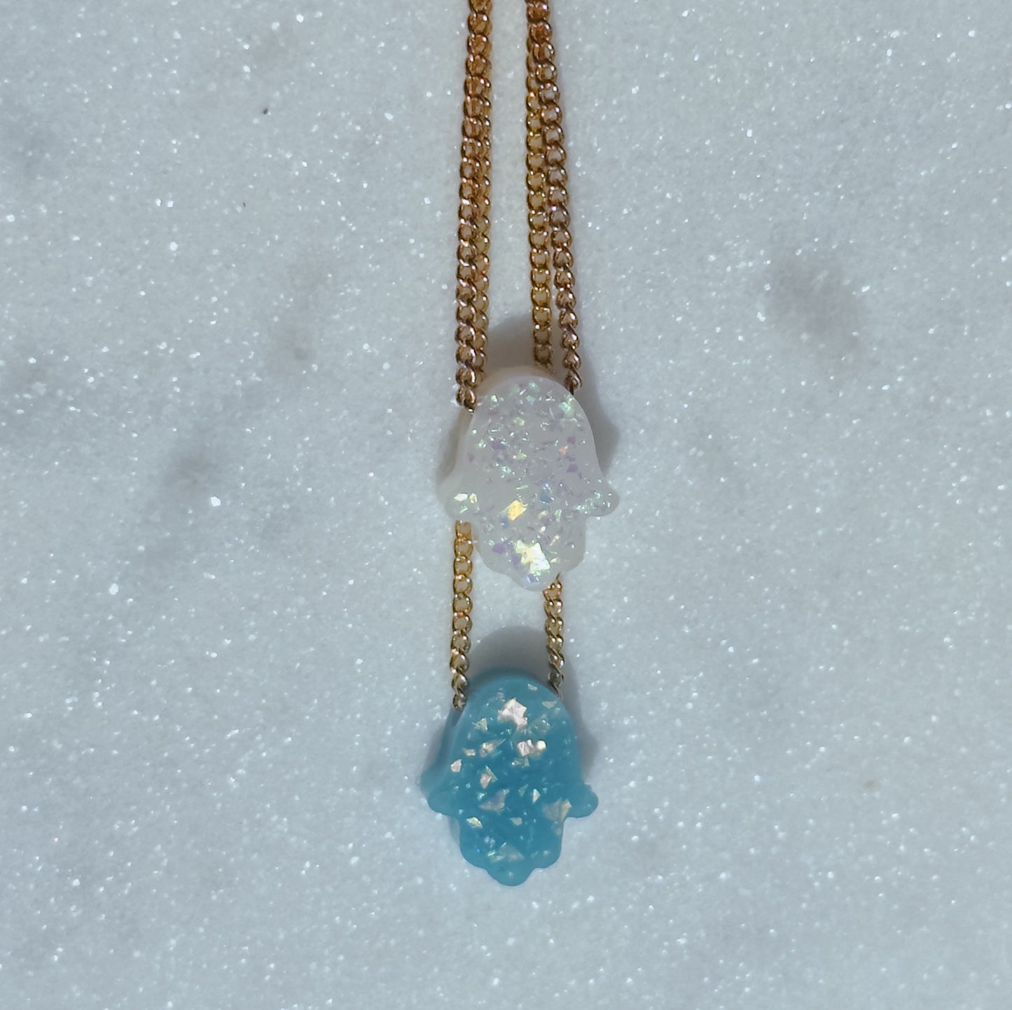 Hamsa opal charm necklace