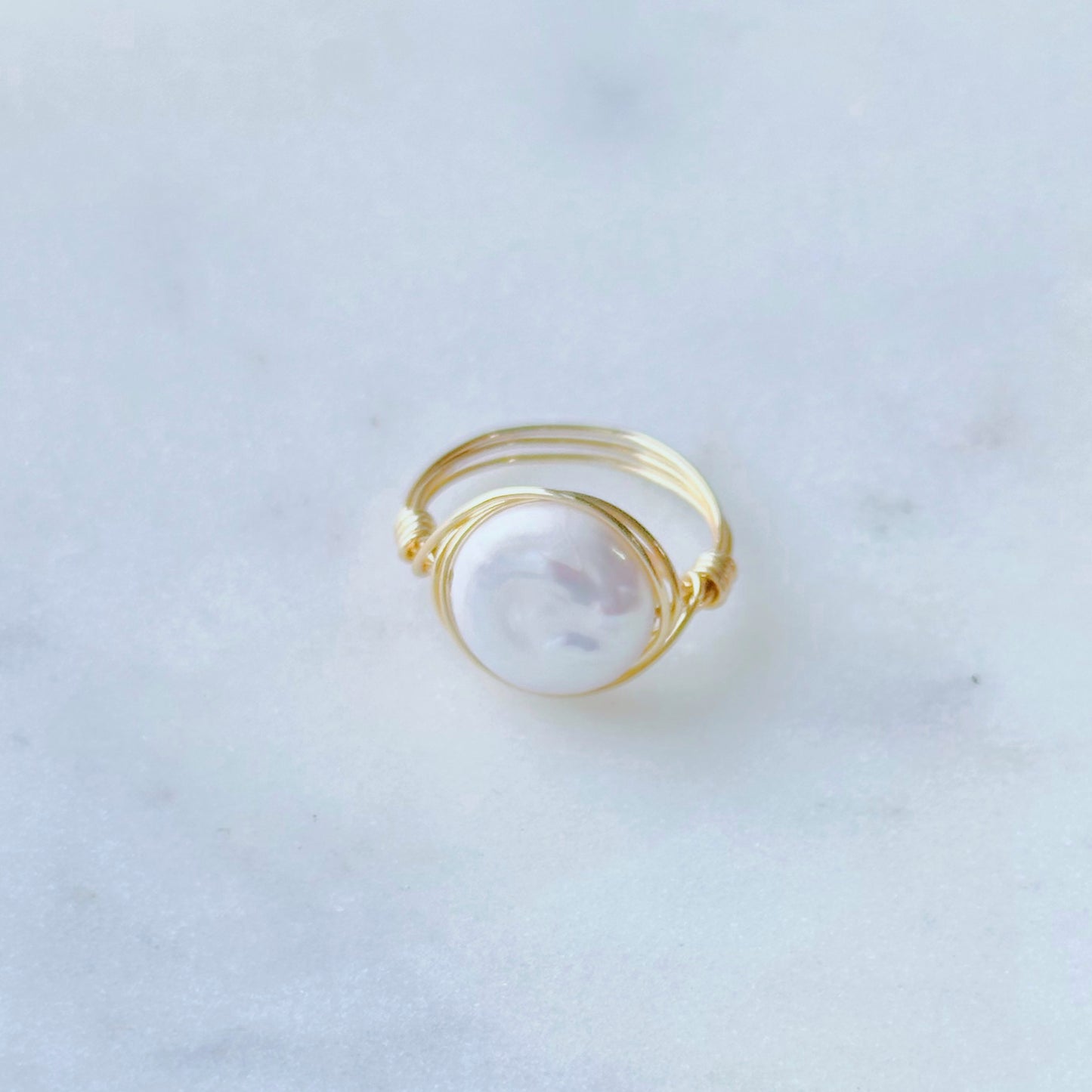 Freshwater pearl wire-wrapped ring