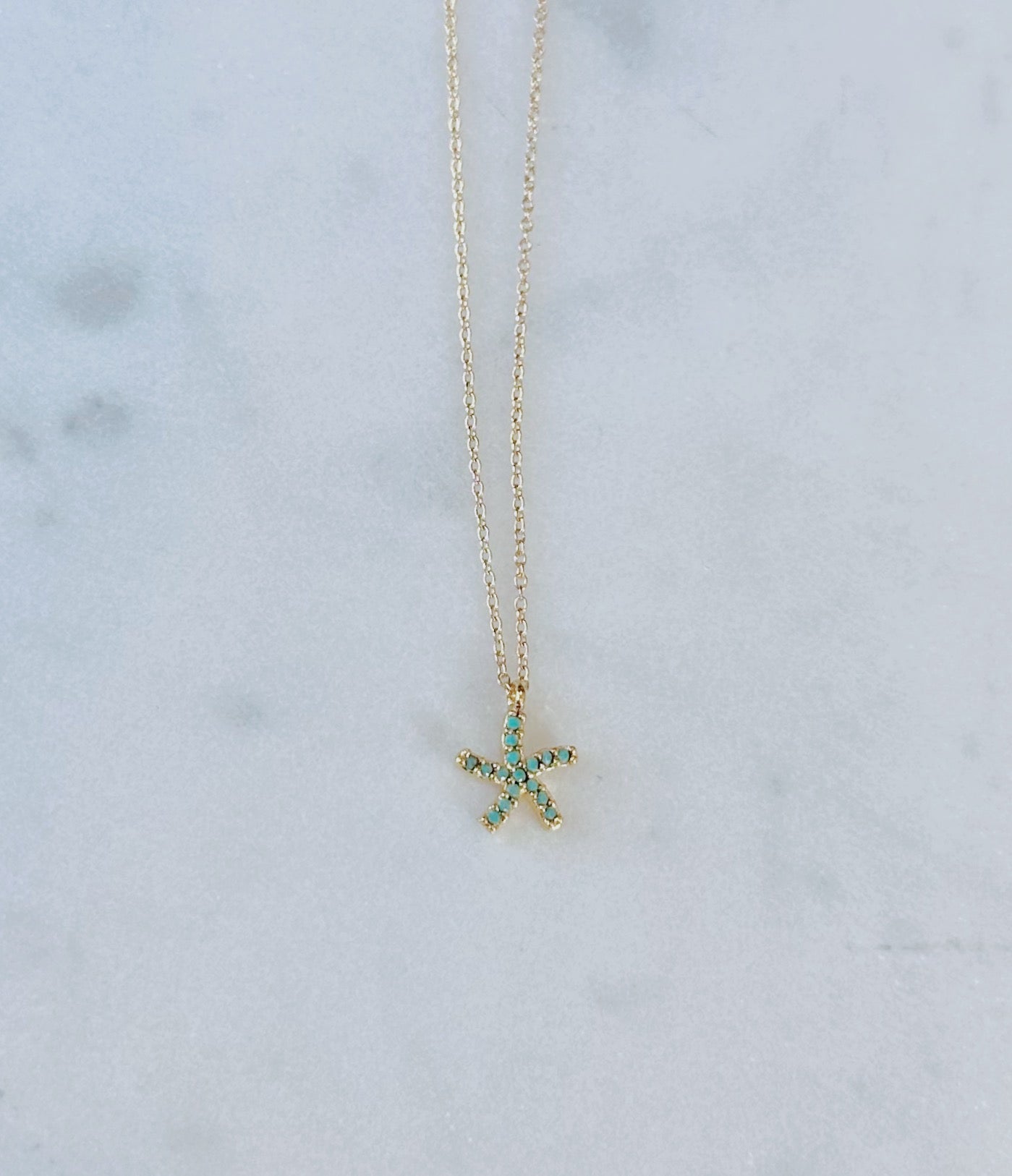 Dainty turquoise starfish necklace