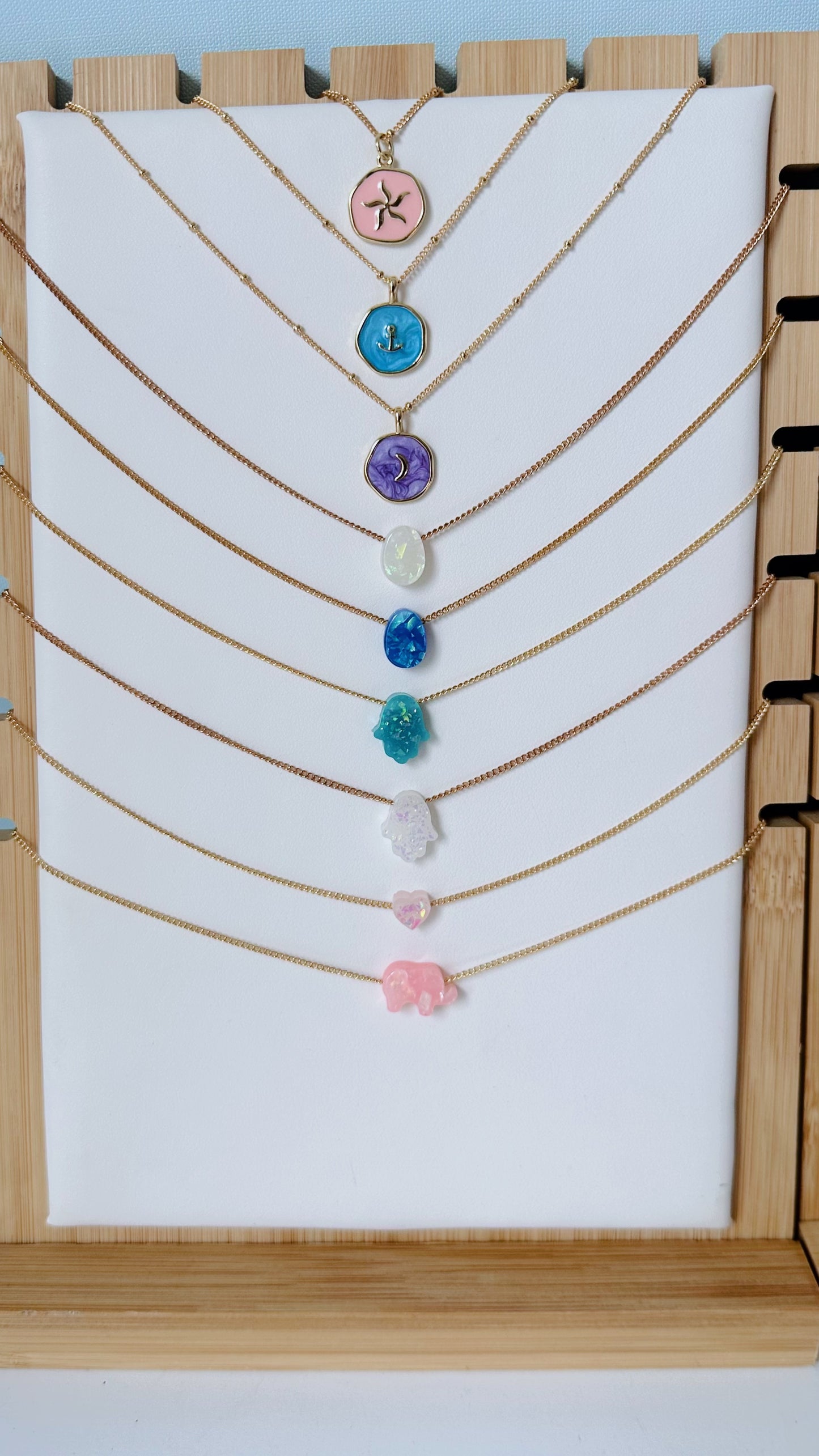 Hamsa opal charm necklace