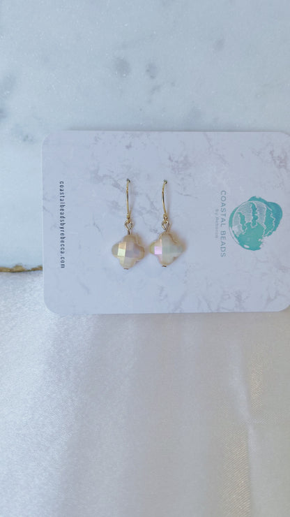 Ivory glass clover earrings