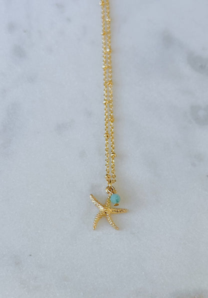 Gold starfish necklace