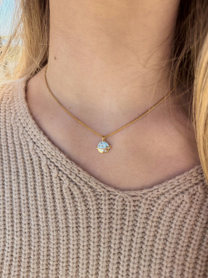 Saturn charm necklace