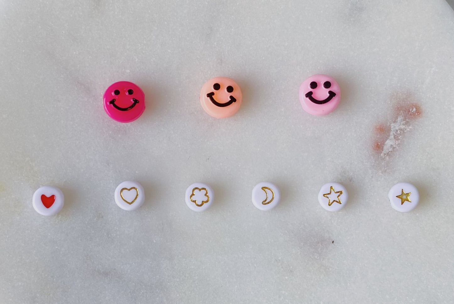 Hot pink beaded charm ring